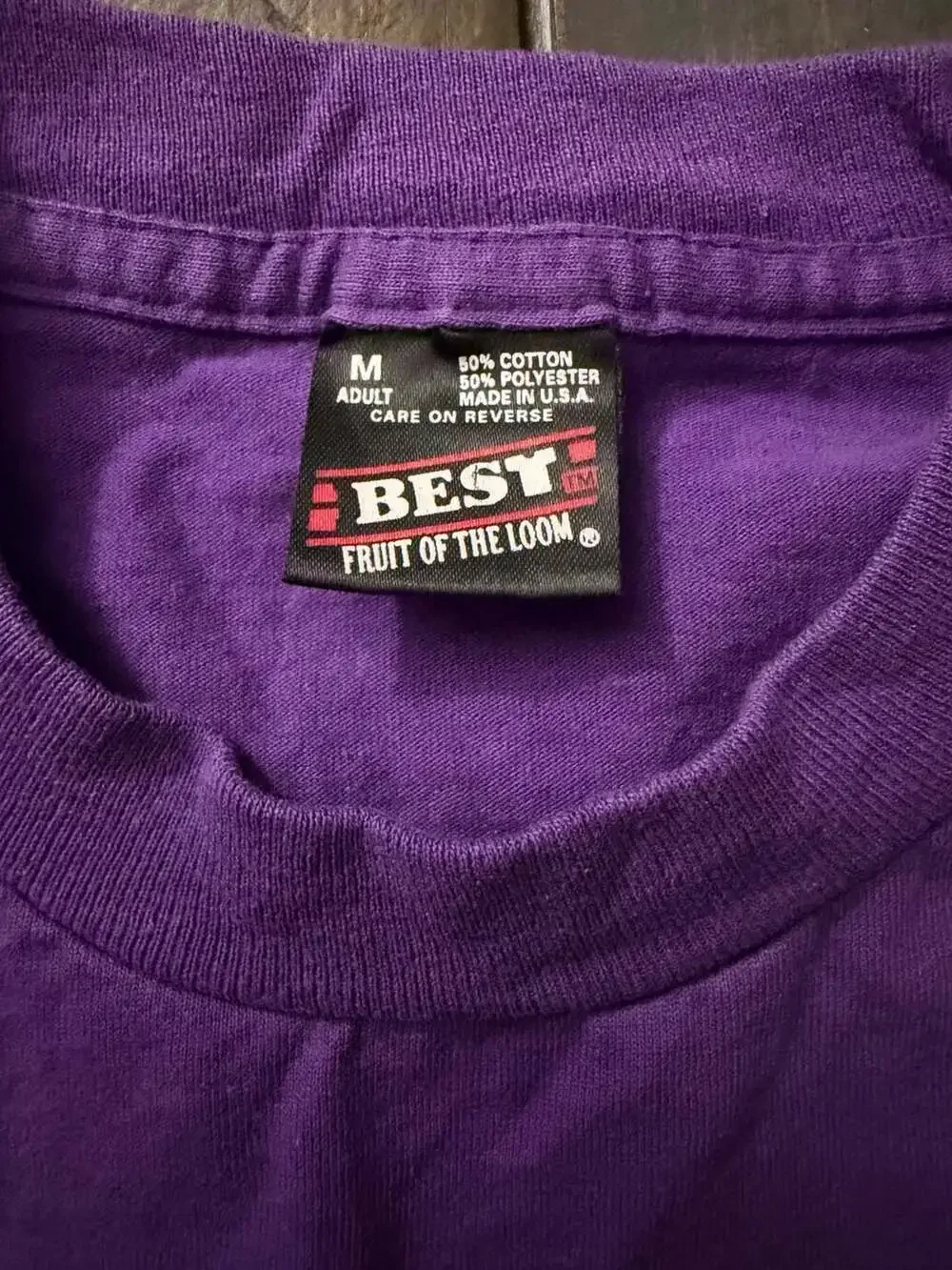 Vintage 90s Fruit of the Loom Best Blank Purple T-Shirt Size M USA Made